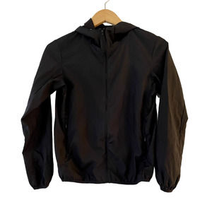 Wind Breaker Full-Zip Jacket Small Black Womens Hooded Lightweight Waterproof